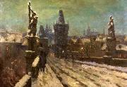 Stanislav Feikl, Painting Winter on the Charles bridge